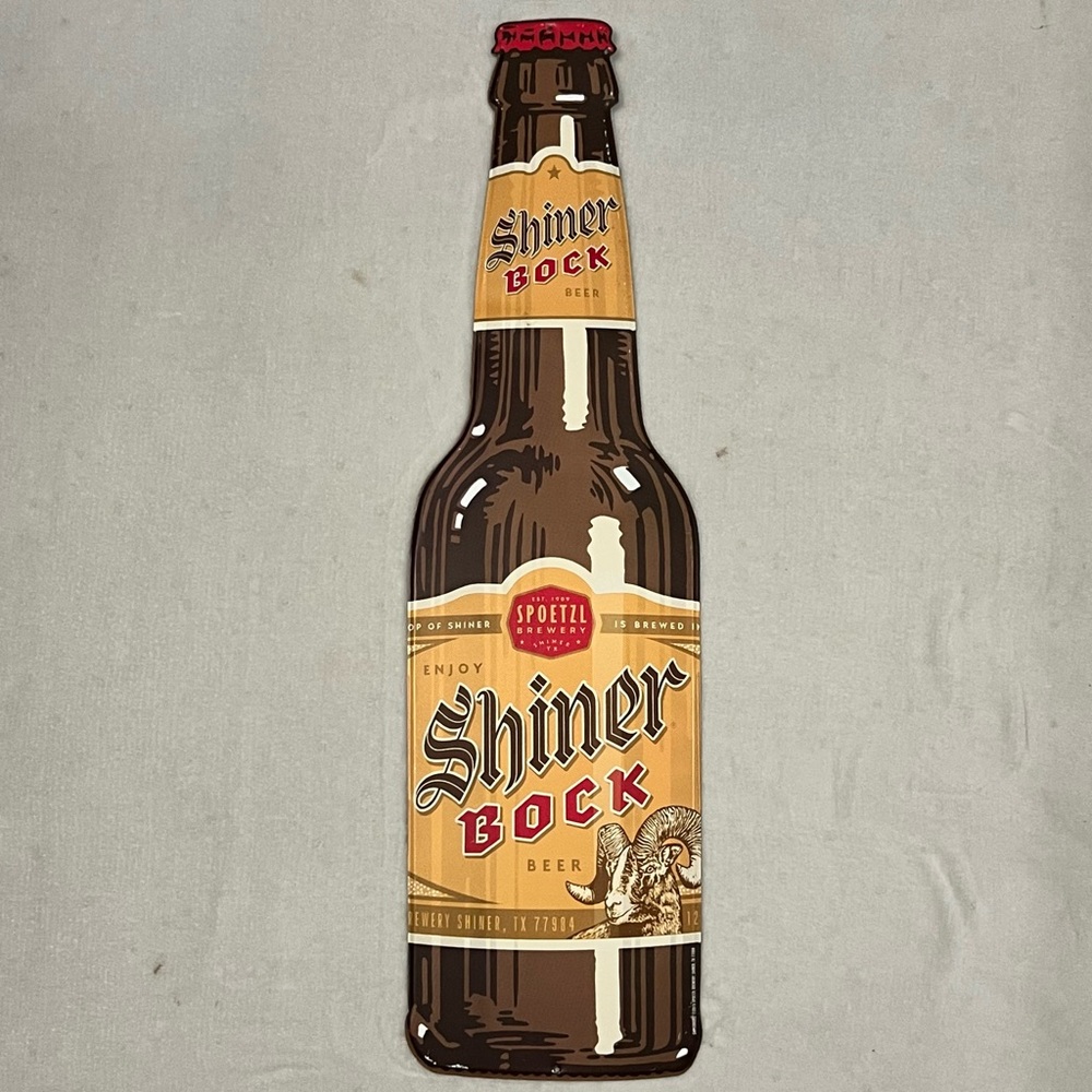 Shiner Bock Beer Bottle Sign Metal Wall Decor Bar Man Cave Texas Brewery